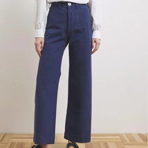 JESSE KAMM Women's Sailor Canvas Organic Cotton Wide Leg Pant Navy